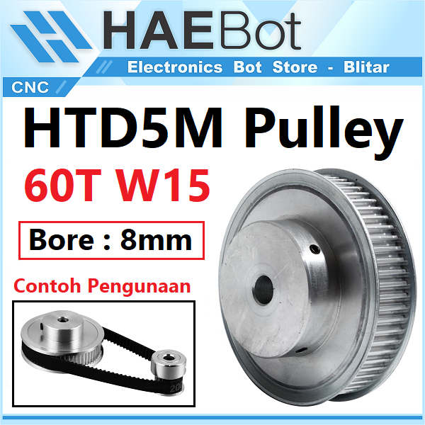 HTD5M Pulley 60T W15 B8 - Silver